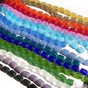 Cultured sea glass 10x8mm barrel nugget matte beach ocean U PICK seaglass - 5 beads