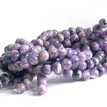 Load image into Gallery viewer, Rare Charoite Russian 8mm AB round stone purple flash - 8 beads