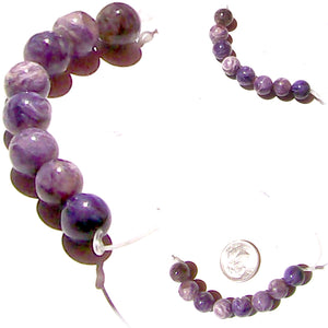 Rare Charoite Russian 8mm AB round stone purple flash - 8 beads