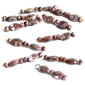 Rare Wild Horse beads Magnesite Arizona 10x14mm oval & 6mm rondelle stone random - 6 beads