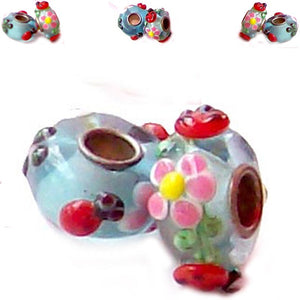 European 1 silver lampwork glass LADY BUG red black pink blue green insect spacer bead
