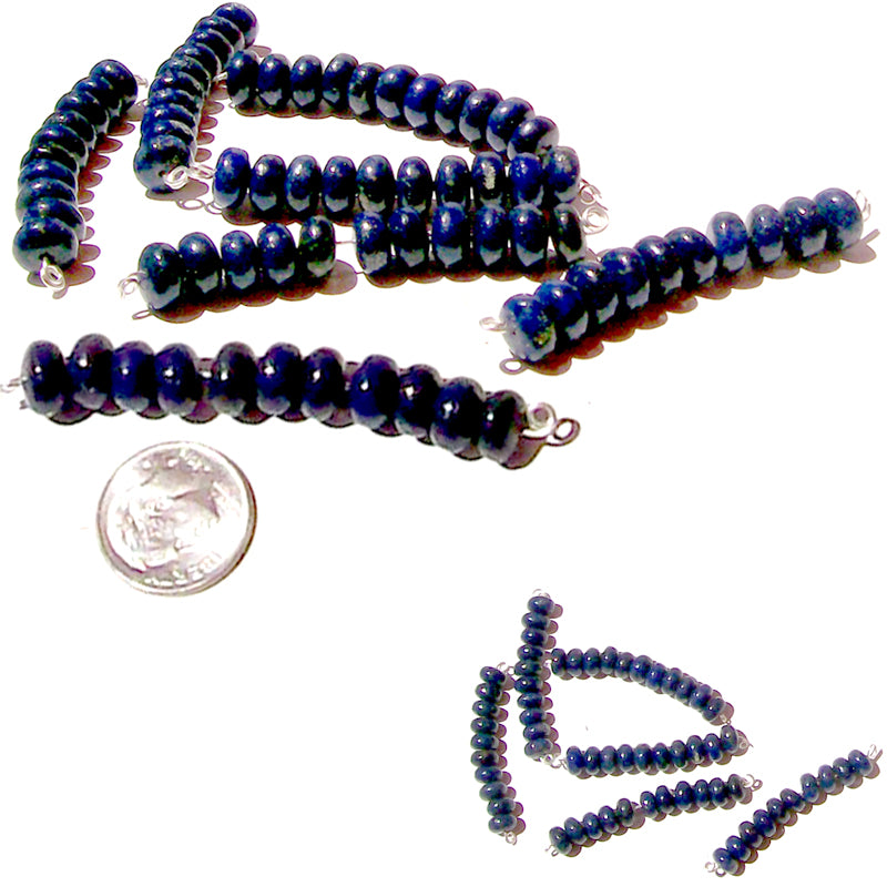 Semi-precious Lapis Lazuli Rondelle 7-8mm navy blue stone - 10 beads