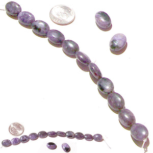 Rare Charoite Russian 10x14mm oval purple black stone purple flash - 8 beads
