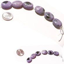 Load image into Gallery viewer, Rare Charoite Russian 10x14mm oval purple black stone purple flash - 8 beads