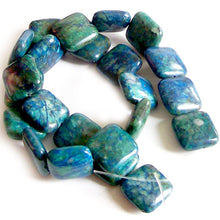 Load image into Gallery viewer, Rare Azurite square 10mm peaceful blue green stone - 5 beads