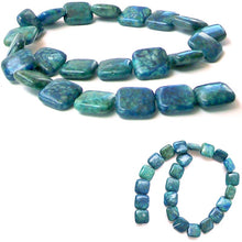 Load image into Gallery viewer, Rare Azurite square 10mm peaceful blue green stone - 5 beads