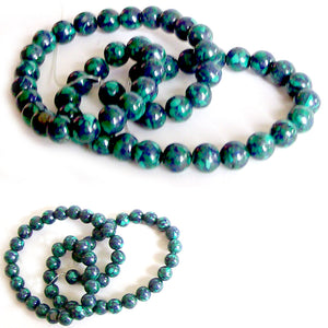 Rare Azurite-Malachite round 6-7mm blue green stone - 6 beads