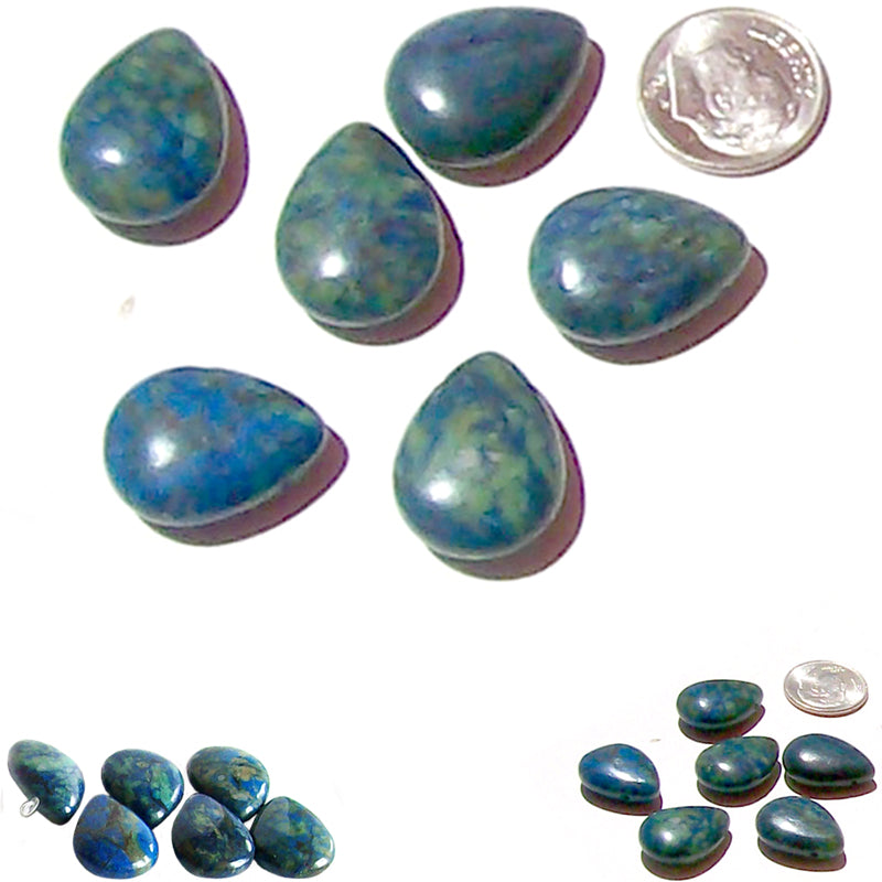 Rare Chrysocolla flat ~15x20mm briolette blue green stone - 1 bead