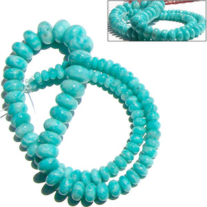 Rare Amazonite Peru rondelles ~11.6-12.2mm AAA Blue hand-cut stone set #13 - 3 beads