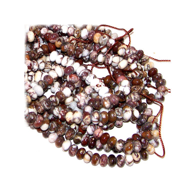 Rare Wild Horse Magnesite Arizona rondelles ~3.5-4mm brown white pinto stone beads - U PICK