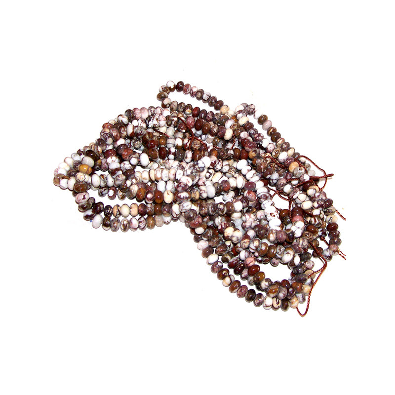 Rare Wild Horse Magnesite Arizona rondelles ~3.5-4mm brown white pinto stone beads - U PICK