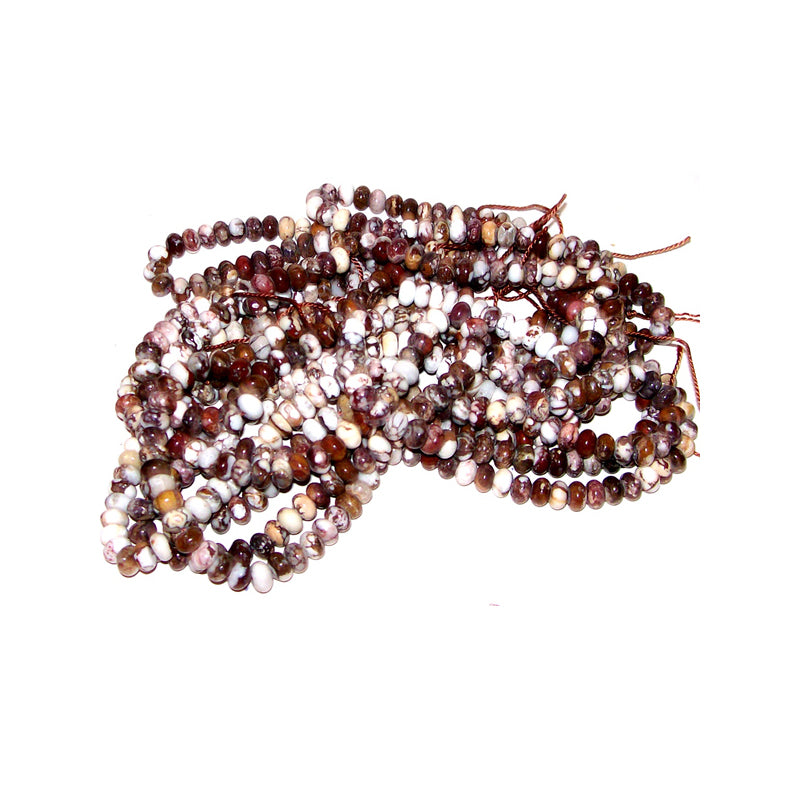 Rare Wild Horse Magnesite Arizona rondelles ~3.5-4mm brown white pinto stone beads - U PICK
