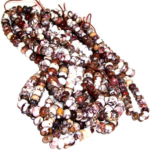 Rare Wild Horse Magnesite Arizona rondelles ~6mm brown white pinto stone beads - U PICK