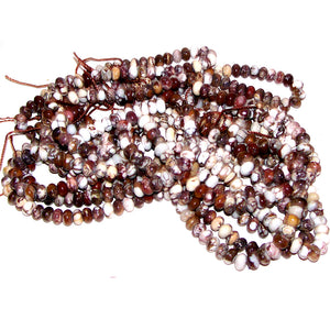 Rare Wild Horse Magnesite Arizona rondelles ~6mm brown white pinto stone beads - U PICK
