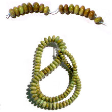 Load image into Gallery viewer, Rare Gaspeite Australian rondelles ~7_7-5mm | hand-cut genuine natural green brown stone | set #5 -8 beads