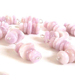 Rare Pink Kunzite beads freeform semi-flat wheel rondelles hand-cut stone set #11 - 5 beads