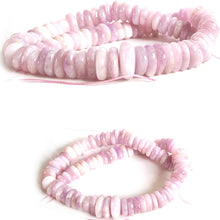 Load image into Gallery viewer, Rare Pink Kunzite beads freeform semi-flat wheel rondelles hand-cut stone set #11 - 5 beads