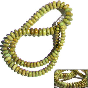 Rare Gaspeite Australian rondelles ~9.1-10.3mm | hand-cut genuine natural green brown stone | set 23 -5 beads