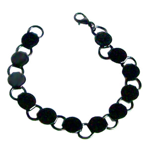 Bracelet blanks (05) black 12-9mm round flat pads disk & loop disc for gluing manual typewriter keys, flat buttons, cabs for gluing glueable LOBSTER clasp ~7.5"
