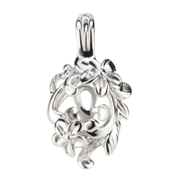 925 Sterling silver oyster pearl/bead Cage FLORAL WRAP hallmarked .925 pendant