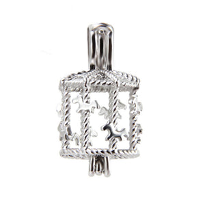 Sterling silver oyster pearl/bead Cage CAROUSEL merry-go-round hallmarked .925 pendant
