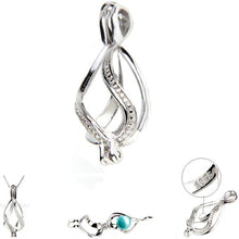 Load image into Gallery viewer, Sterling silver oyster pearl/bead Cage ribbon key twist .925 pendant - U PICK