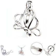 Load image into Gallery viewer, Sterling silver oyster pearl/bead Cage Starfish Butterfly Dolphin Paw pendant - U PICK