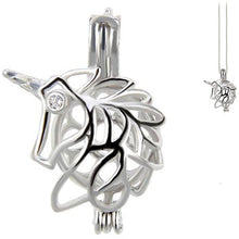 Load image into Gallery viewer, Sterling silver oyster pearl/bead Cage UNICORN Fantasy hallmarked .925 pendant