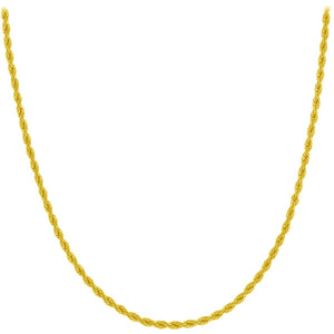Chain: Gold-Plated Rope ~16.5" +~3.5" extender jewelry ~1.2mm metal lobster clasp necklace