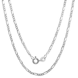Chain: Silver-plated Figaroa ~20.5" jewelry ~1mm metal lobster clasp necklace