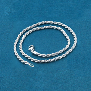 Chain: Silver-plated Rope ~16" jewelry ~2mm metal lobster clasp necklace
