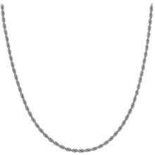 Load image into Gallery viewer, Chain: Silver-plated Rope ~16&quot; jewelry ~2mm metal lobster clasp necklace
