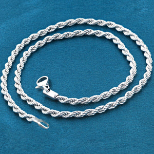 Chain: Silver-plated Rope ~17.25" jewelry ~4mm metal lobster clasp necklace