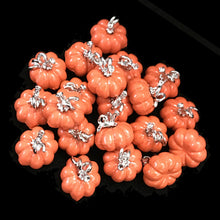 Load image into Gallery viewer, Enamel Pumpkin beads orange halloween fall thanksgiving component - 2 small charms