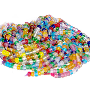 CROW beads 50 transparent glass ~5-6mm pony roller large 1mm+/- holes fits beadable