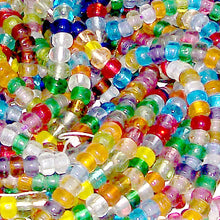 Load image into Gallery viewer, CROW beads 50 transparent glass ~5-6mm pony roller large 1mm+/- holes fits beadable