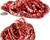 Rare Spiny Oyster ~16" Dark Red strand graduated ~3-8mm sea shell AAA Mexico spiney beads