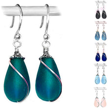 Load image into Gallery viewer, Artisan earrings sterling silver or 14kg-filled Sea Glass 18mm drop bead 25mm dangles - U PICK color