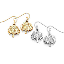 Load image into Gallery viewer, Silver- gold-plated earrings Tree of Life flat dangles U PICK - 1 pair