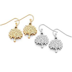 Silver- gold-plated earrings Tree of Life flat dangles U PICK - 1 pair