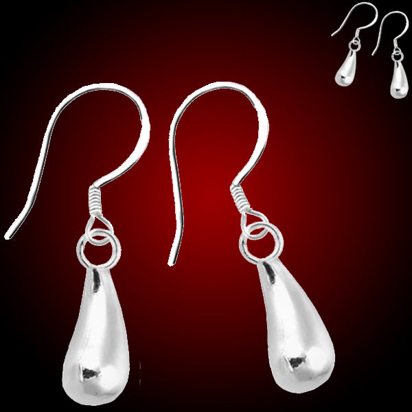 Silver-plated earrings Curved drop metal dangles - 1 pair
