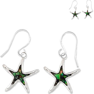 Artisan earrings silver-plated abalone metal dangles - 1 pair
