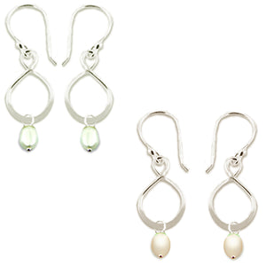 Sterling Silver Earrings Thai Infinity Pearl wire-wrapped dangle FW 5-6mm U PICK earrings