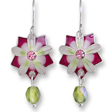 Load image into Gallery viewer, Artisan earrings ZARAH silver QUINTESSENCE FLOWER hand painted ZARLITE dangles