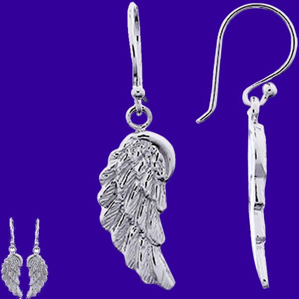 Sterling Silver Earrings Angel Wings casted Thai spiritual religious dangle earrings