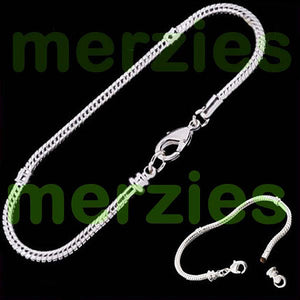 European-style bracelet add a bead 19cm silver charm large hole beads chain lobster clasp