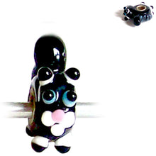 Load image into Gallery viewer, European 1 silver lampwork glass SKUNK flower black blue white  pink spacer charm bead