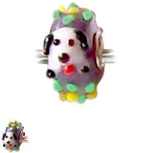 European 1 silver lampwork glass DOG FACE multicolor spacer charm bead