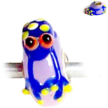 Load image into Gallery viewer, European 1 silver lampwork glass FROG blue white red pink spacer reptile bead