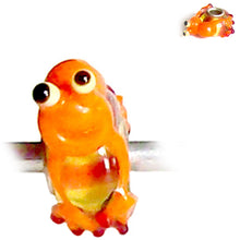 Load image into Gallery viewer, European 1 silver lampwork glass FROG blue orange white black spacer reptile bead